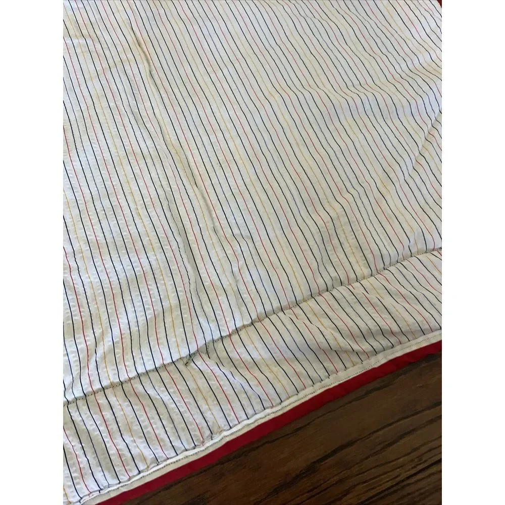 Vtg Quilted Baby blanket CHRISTMAS spell out Red Angels‎ Stockings Santa Striped